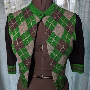 Elhoffer Slytherin Green/Silver Argyle Cardigan